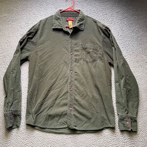 American Exchange Shirt Mens XL Green Corduroy Long Sleeve Button Up